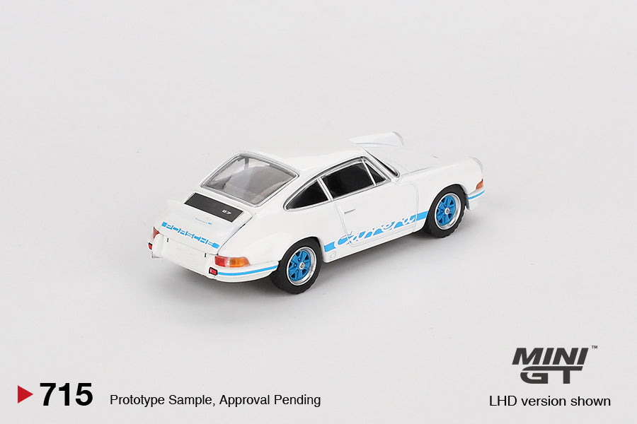 Mini GT - Porsche 911 Carrera RS 2.7 Grand Prix White with Blue Livery - Scala 1/64 MGT00715-L