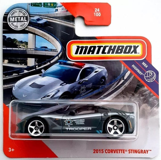 Matchbox - Corvette Stingray 2015 MBX Highway Patrol #24 - Matchbox - Scale 1/64 Approximately