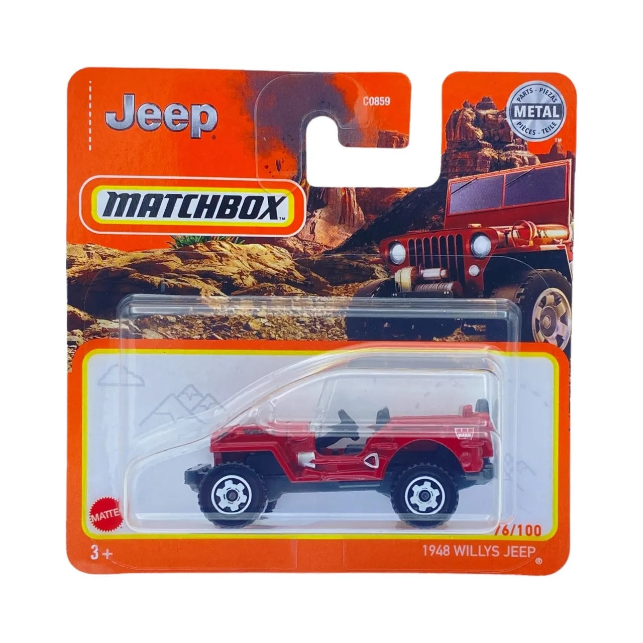 Matchbox - Willys Jeep 1948 Red #76 - Matchbox - Scale 1/64 Approximately