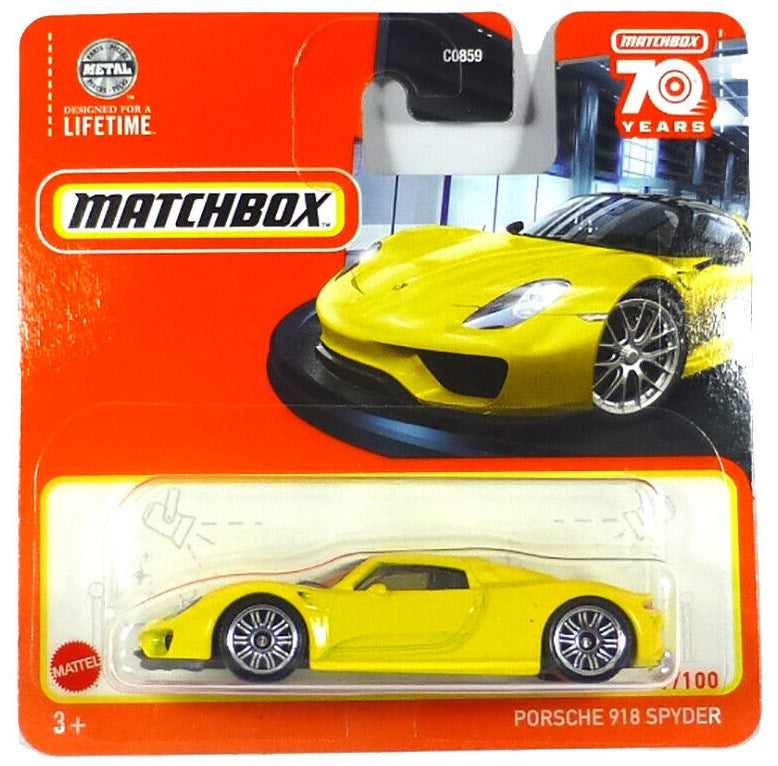 Matchbox - Porsche 918 Yellow #77 - Matchbox - Scala 1/64 Circa