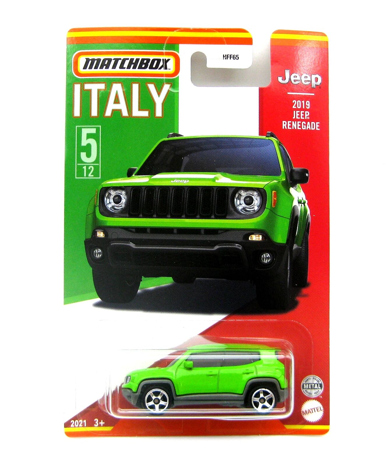 Matchbox - Jeep Renegade 2019 Light Green Italy - Matchbox - Scale 1/64 Approx