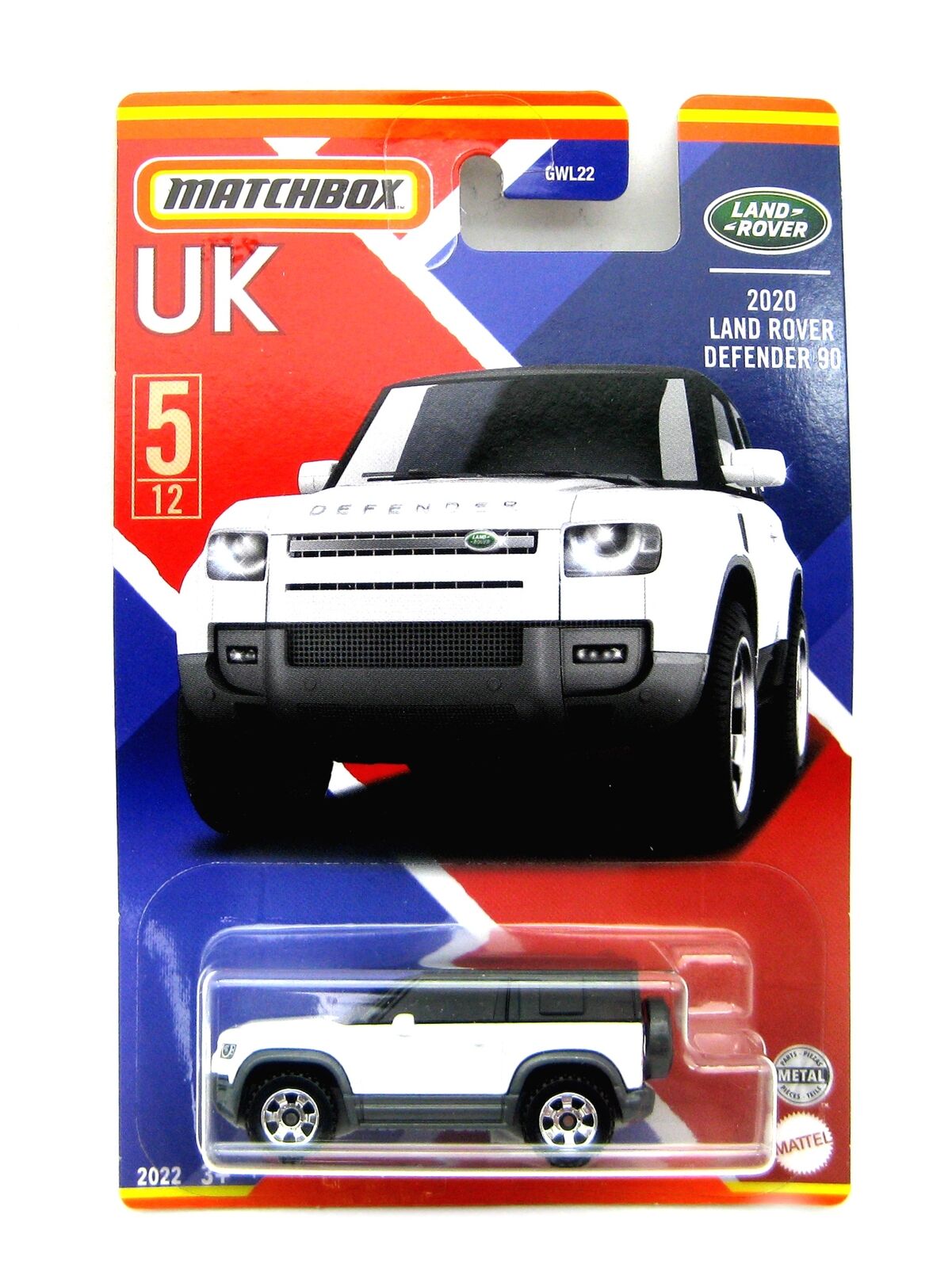 Matchbox - Land Rover Defender 90 2020 White UK - Matchbox - Scale 1/64 Approximately