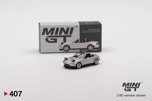 Mini GT - Mazda Miata MX-5 (NA) Tuned Version Silver Stone Metallic Silver - Scale 1/64 MGT00407