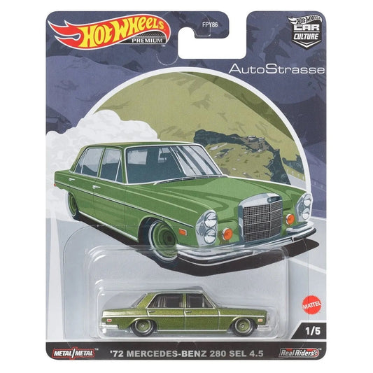 Hot Wheels Premium - Mercedes-Benz 280 SEL 4.5 Green - Series Car Culture - Scale 1/64