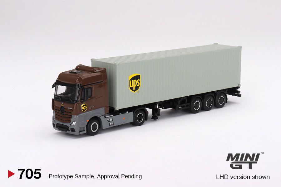 Mini GT - Mercedes-Benz Actros w/ 40 Ft Container "UPS Europe" - Scale 1/64 MGT00705