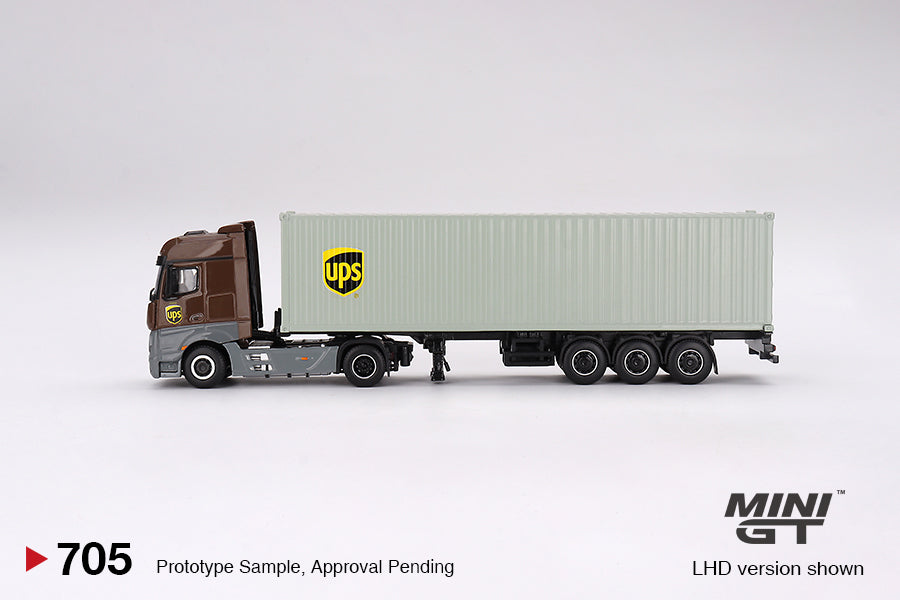 Mini GT - Mercedes-Benz Actros w/ 40 Ft Container "UPS Europe" - Scale 1/64 MGT00705