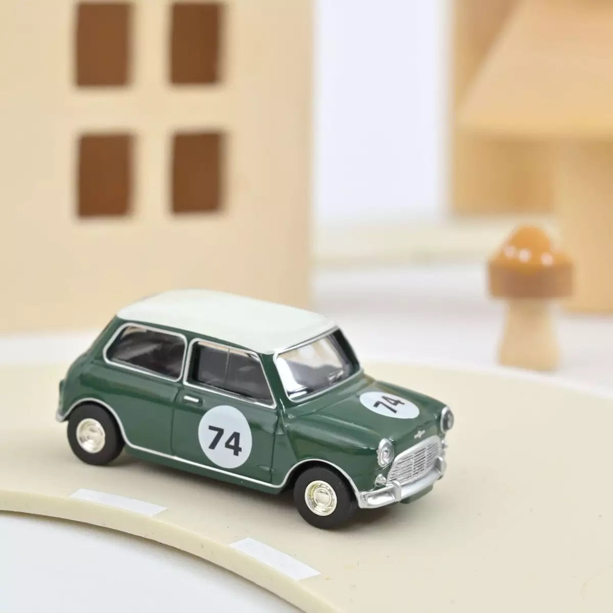 Norev - Mini Cooper S 1964 Almond Green with number 74 - Scala 1/64 Circa