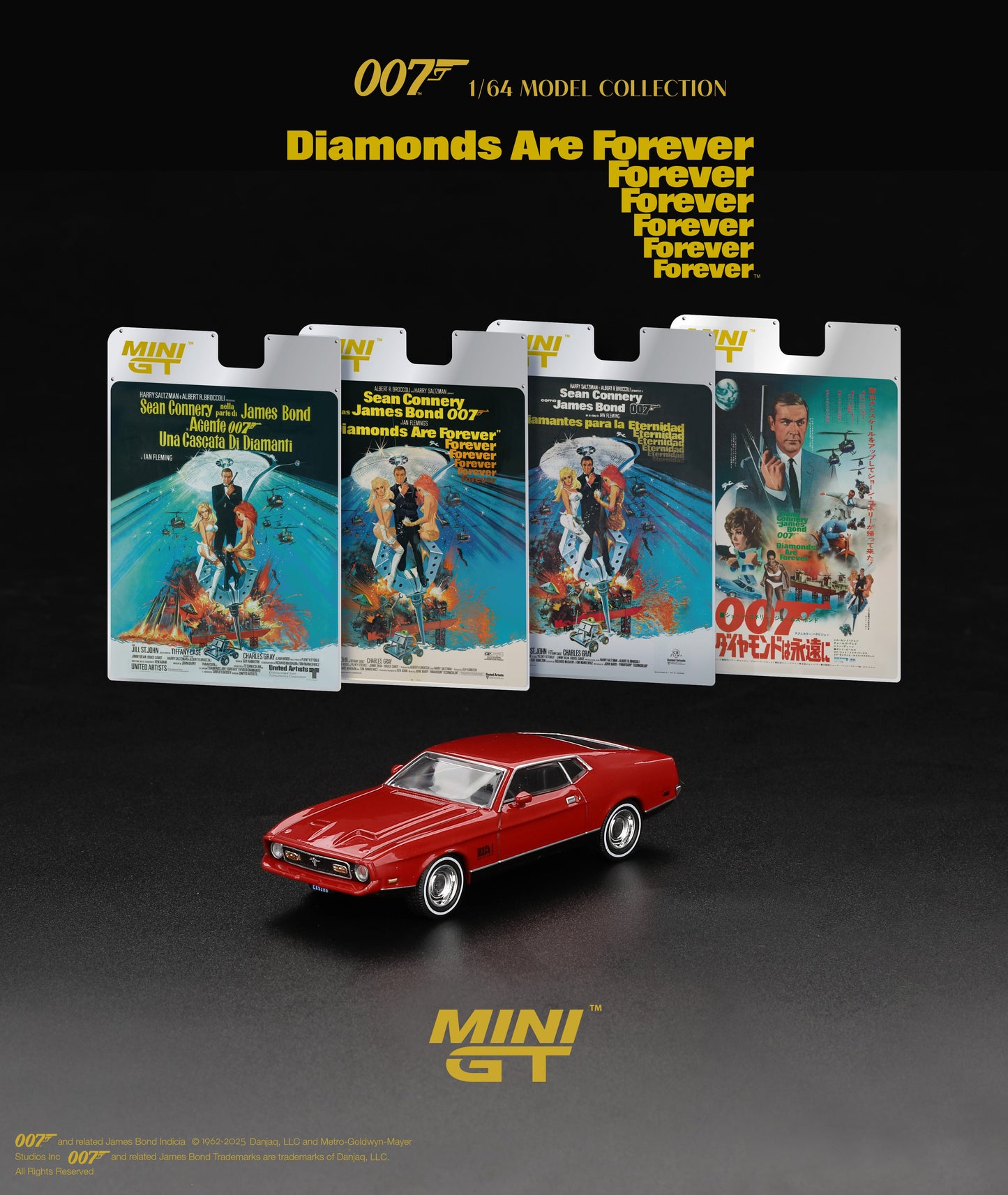 [PRE-ORDER] Mini Gt - 1971 Ford Mustang Mach 1 - Diamonds Are Forever 007 James Bond - Scala 1/64 MGT00905-007E English Blister