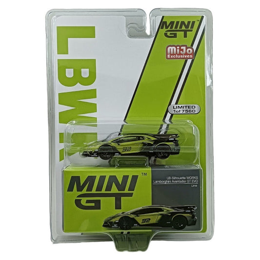 Mini GT - Lamborghini LB-Silhouette WORKS Aventador GT EVO Lime MiJo Exclusives - Scala 1/64  MGT00605-MJ LDH