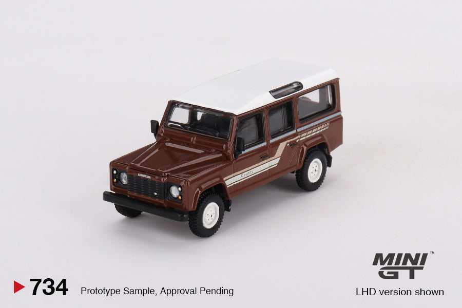 Mini GT - Land Rover Defender 110 1985 County Station Wagon Russet Brown - Scale 1/64 MGT00734-L