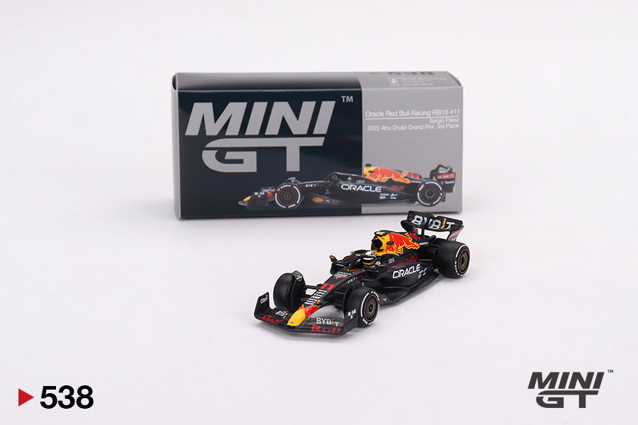 Mini GT - Oracle Red Bull Racing RB18 #11 Sergio Pérez 2022 Abu Dhabi Grand Prix 3rd Place - Scale 1/64 MGT00538