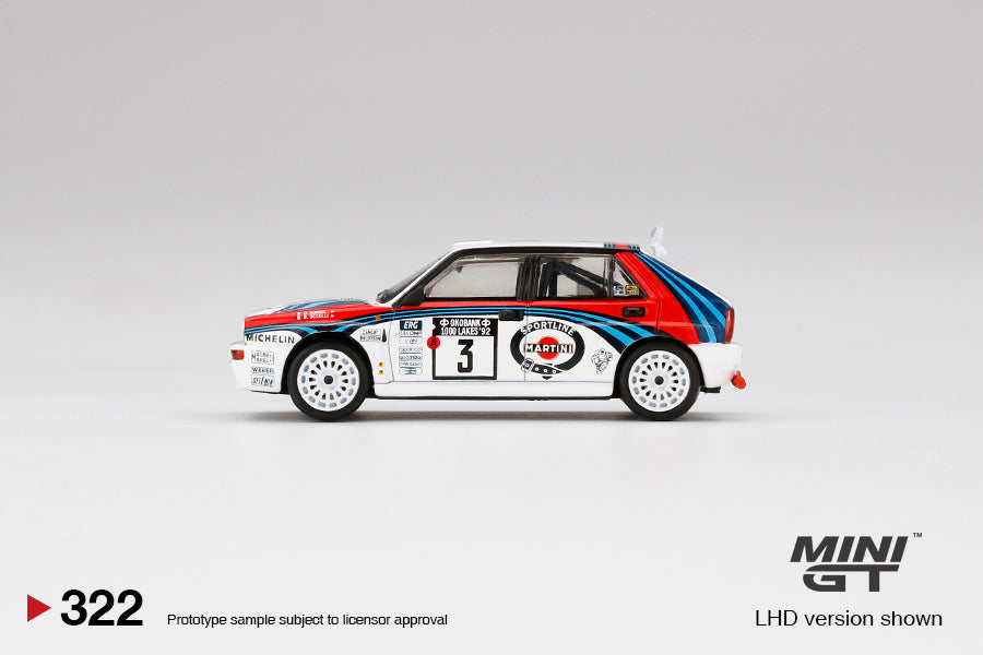 Mini GT - Lancia Delta HF Integrale Evoluzione 1992 Rally 1000 Lakes Winner #3 - Scala 1/64 MGT00322