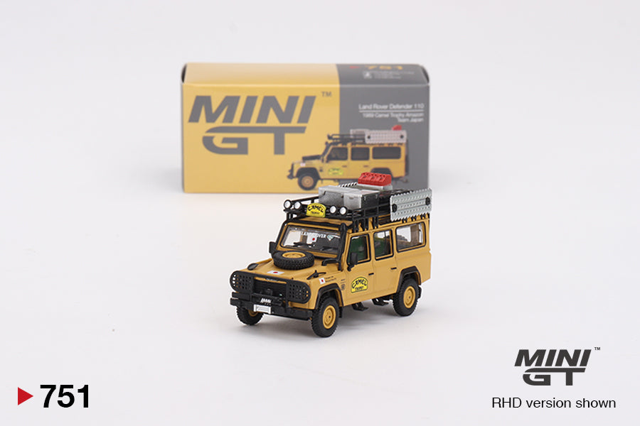 Mini GT - Land Rover Defender 110 1989 Camel Trophy Amazon Team Japan RDH - Scala 1/64 MGT00751