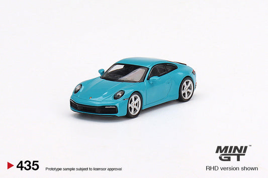 Mini GT - Porsche 911 (992) Carrera S Miami Blue RHD - Scale 1/64 MGT00435-R