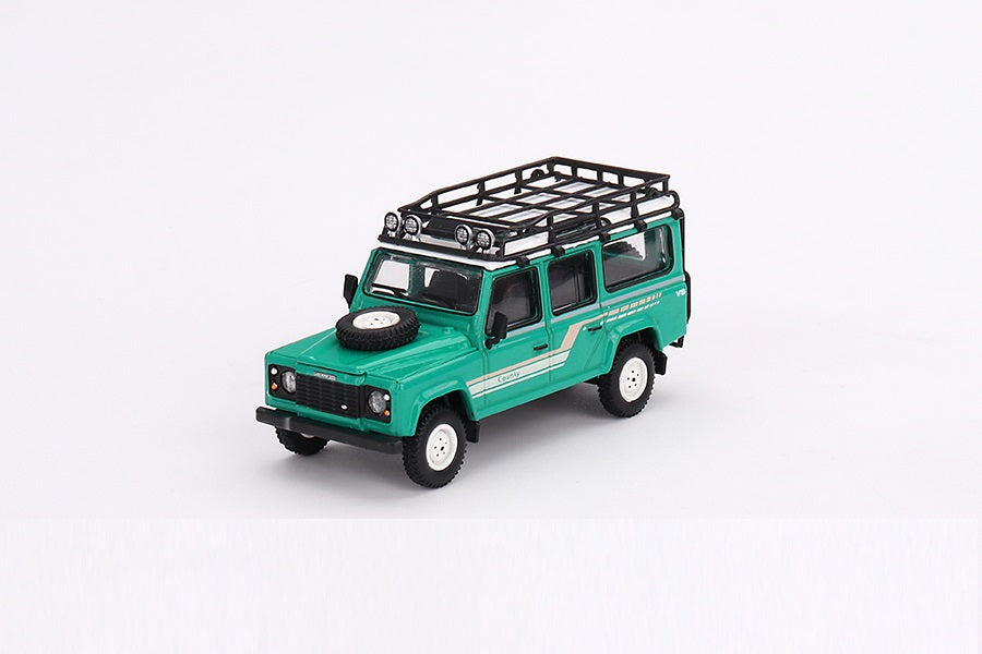 Mini GT - Land Rover Defender 110 1985 County Station Wagon Trident Green LDH - Scala 1/64 MGT00590