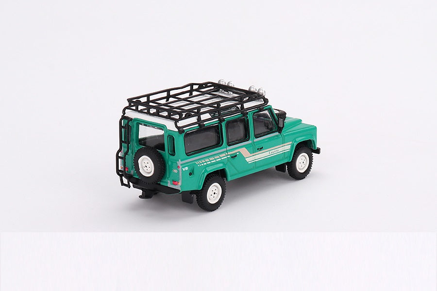 Mini GT - Land Rover Defender 110 1985 County Station Wagon Trident Green LDH - Scale 1/64 MGT00590