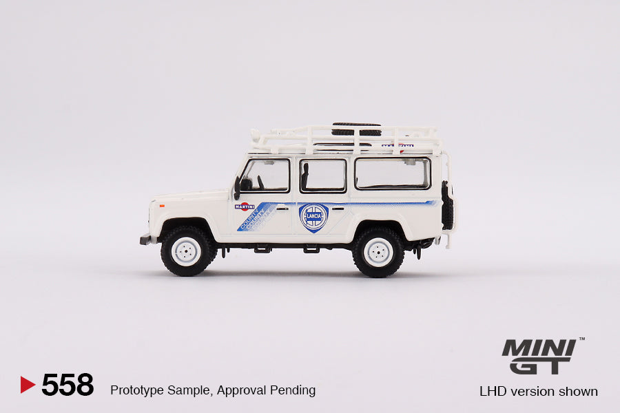 Mini GT - Land Rover Defender 110 1991 Safari Rally Martini Racing Support Vehicle LDH - Scale 1/64 MGT00558