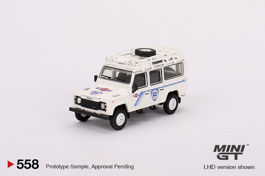 Mini GT - Land Rover Defender 110 1991 Safari Rally Martini Racing Support Vehicle LDH - Scale 1/64 MGT00558