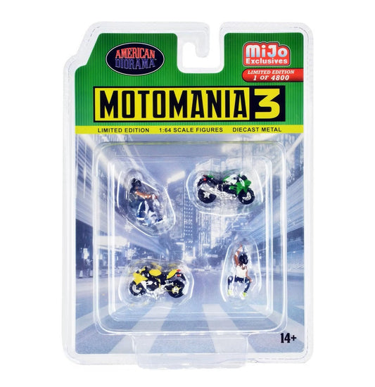 American Diorama - Motomania 3 Metal Figures Set MiJo Exclusives - Scale 1/64 AD-76499MJ