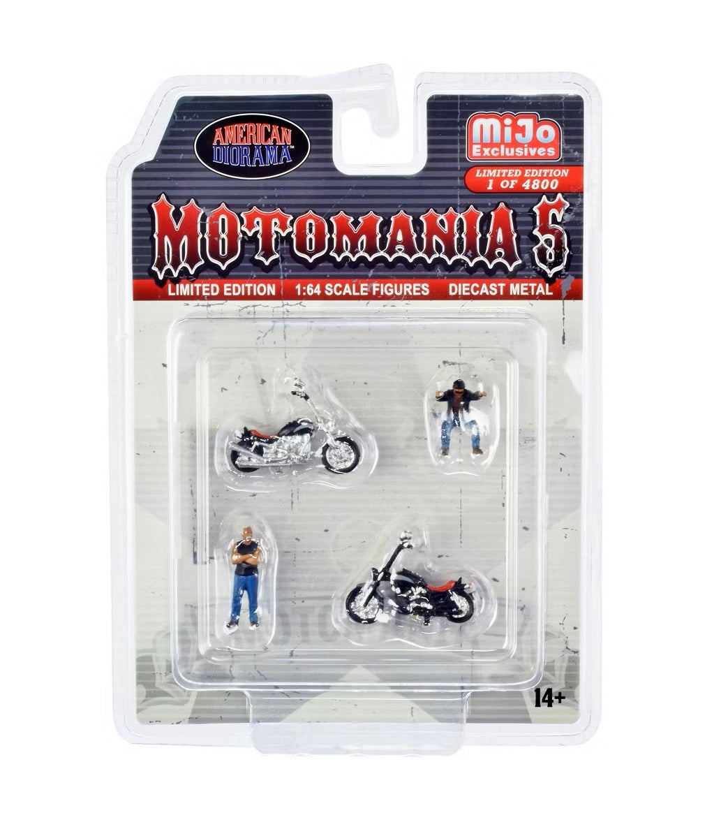 American Diorama - Moto Mania 5 Metal Figures Set MiJo Exclusives - Scale 1/64 AD-76512MJ