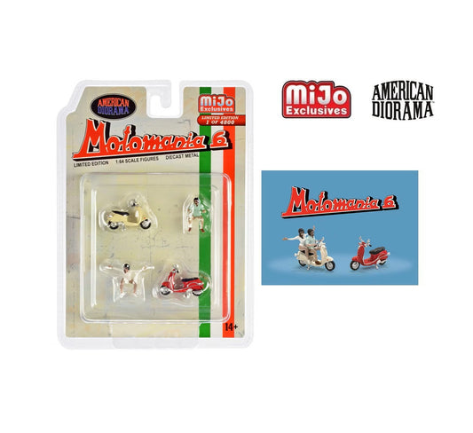 American Diorama - Motomania 6 Metal Figures Set MiJo Exclusives - Scale 1/64 AD-76515MJ