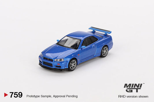 Mini GT - Nissan Skyline GT-R (R34) V-Spec Bayside Blue - Scala 1/64 MGT00759-R