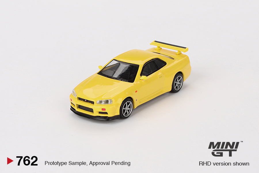 Mini GT - Nissan Skyline GT-R (R34) V-Spec Lightning Yellow - Scale 1/64 MGT00762-R