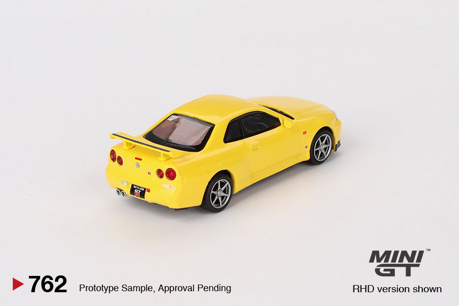 Mini GT - Nissan Skyline GT-R (R34) V-Spec Lightning Yellow - Scala 1/64 MGT00762-R