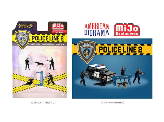 American Diorama - Police Line 2 Metal Figures Set MiJo Exclusives - Scale 1/64 AD-76497MJ