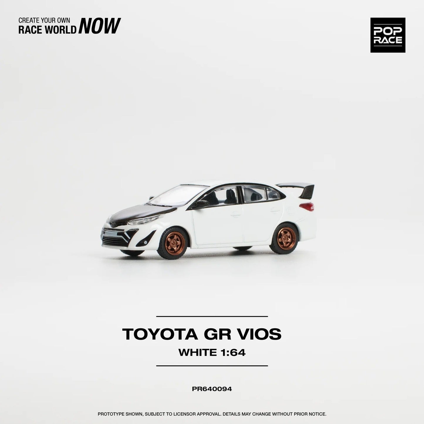 Pop Race - Toyota Vios Gr 2022 White Scale 1/64 PR64-0094