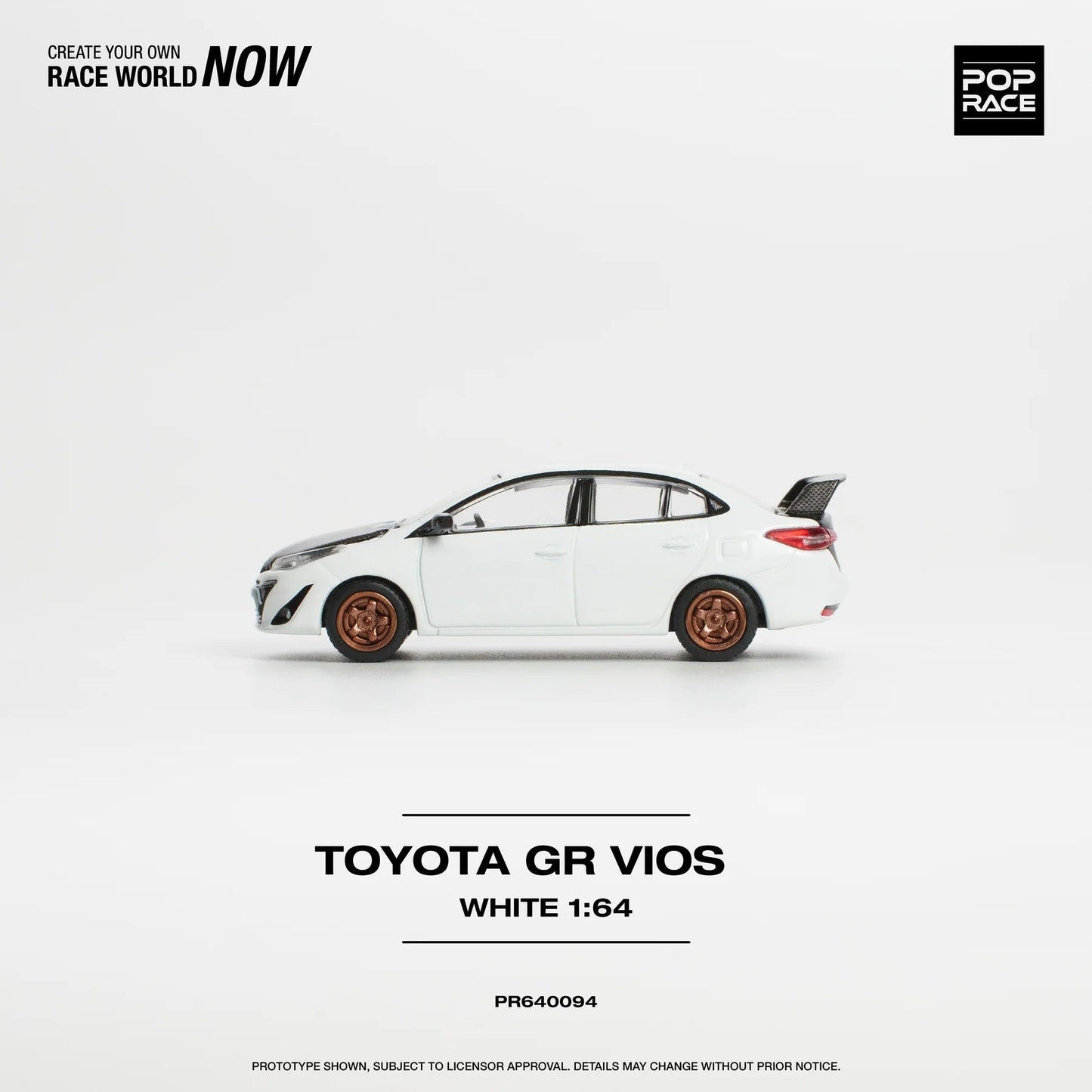 Pop Race - Toyota Vios Gr 2022 White Scale 1/64 PR64-0094