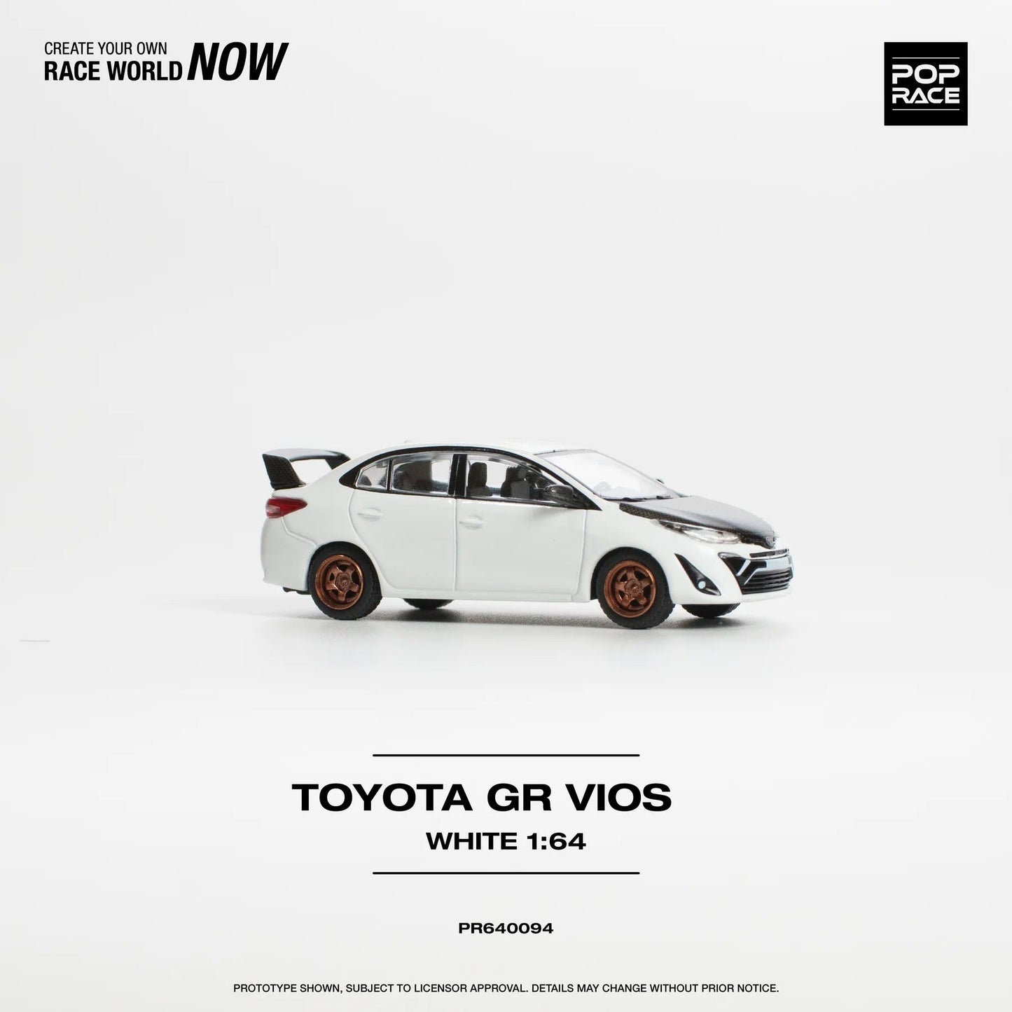 Pop Race - Toyota Vios Gr 2022 White Scale 1/64 PR64-0094