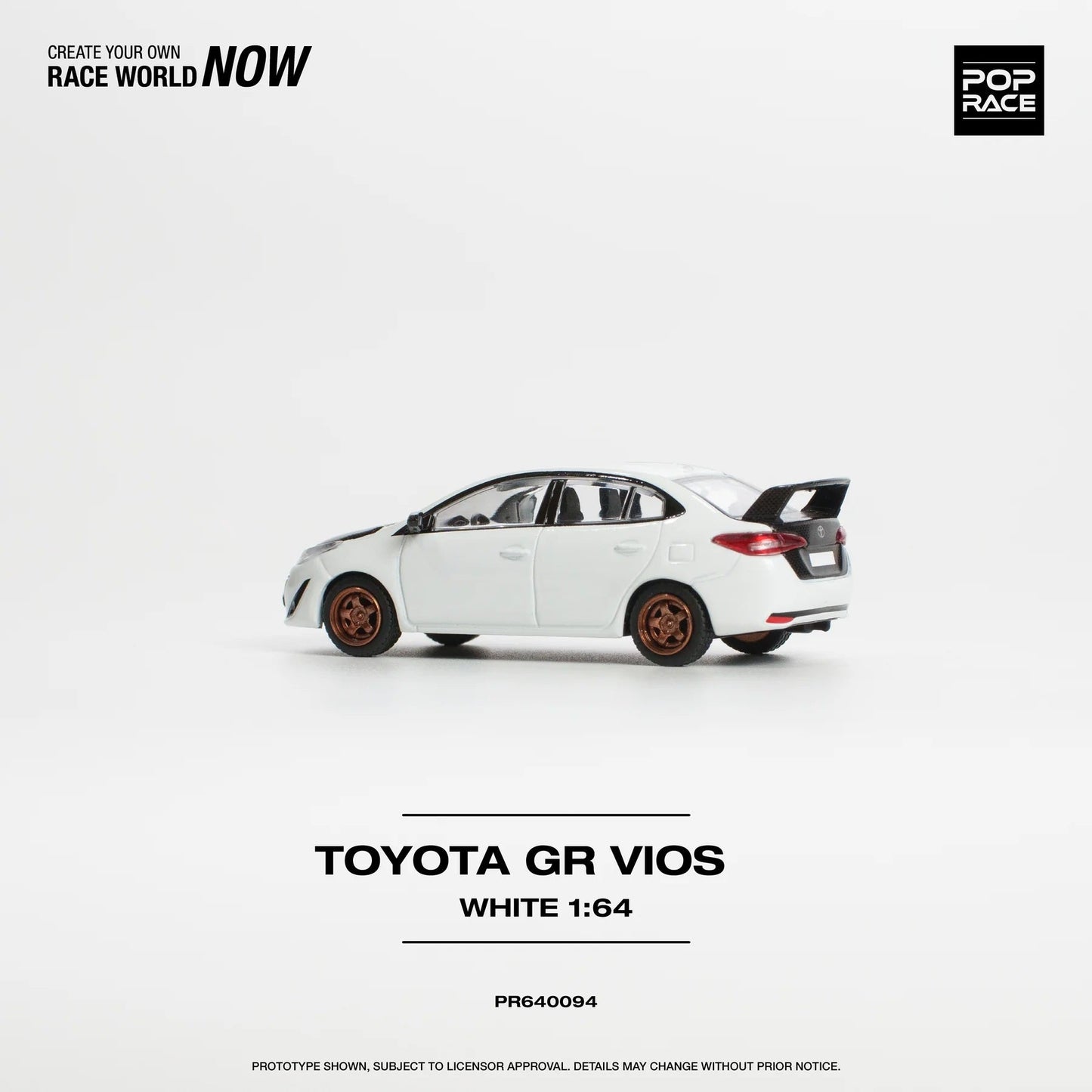 Pop Race - Toyota Vios Gr 2022 White Scale 1/64 PR64-0094