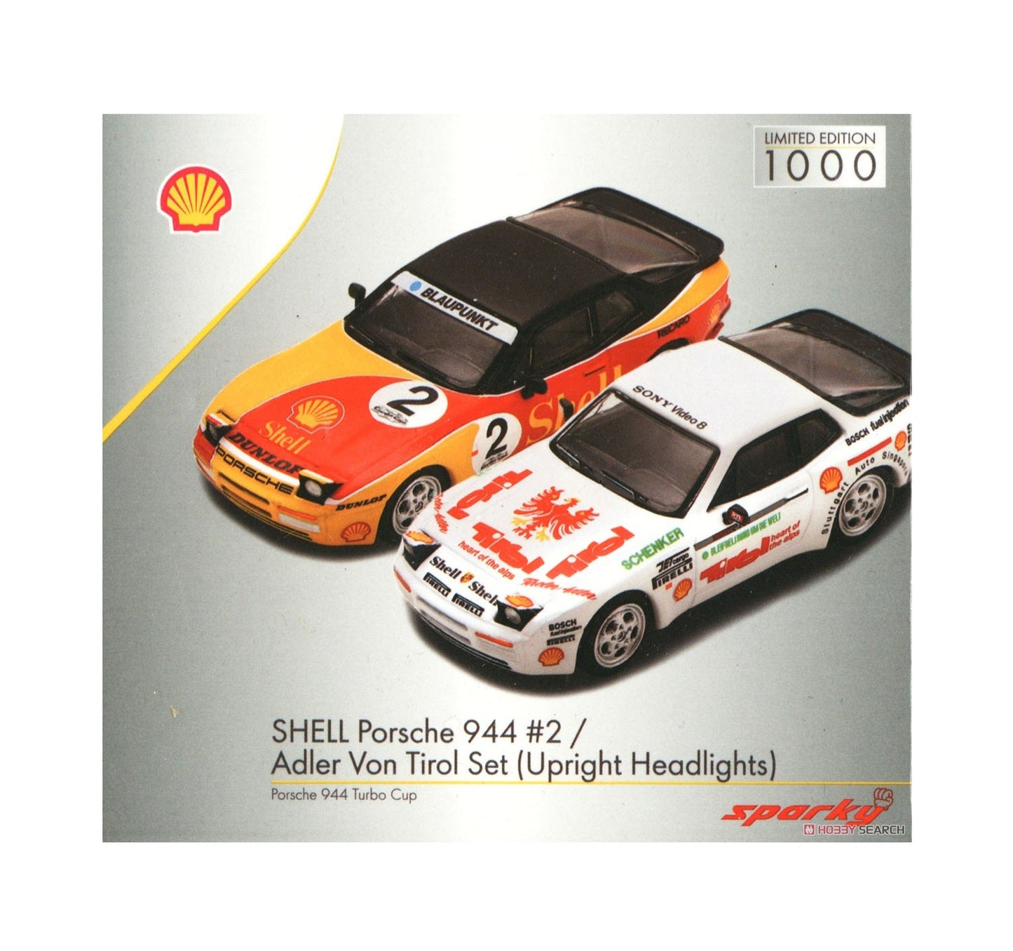 Spark Model - Porsche 944 Shell Turbo Cup #2 & Adler Von Tirol (Upright headlights) - Scala 1/64 YCOMBO64003