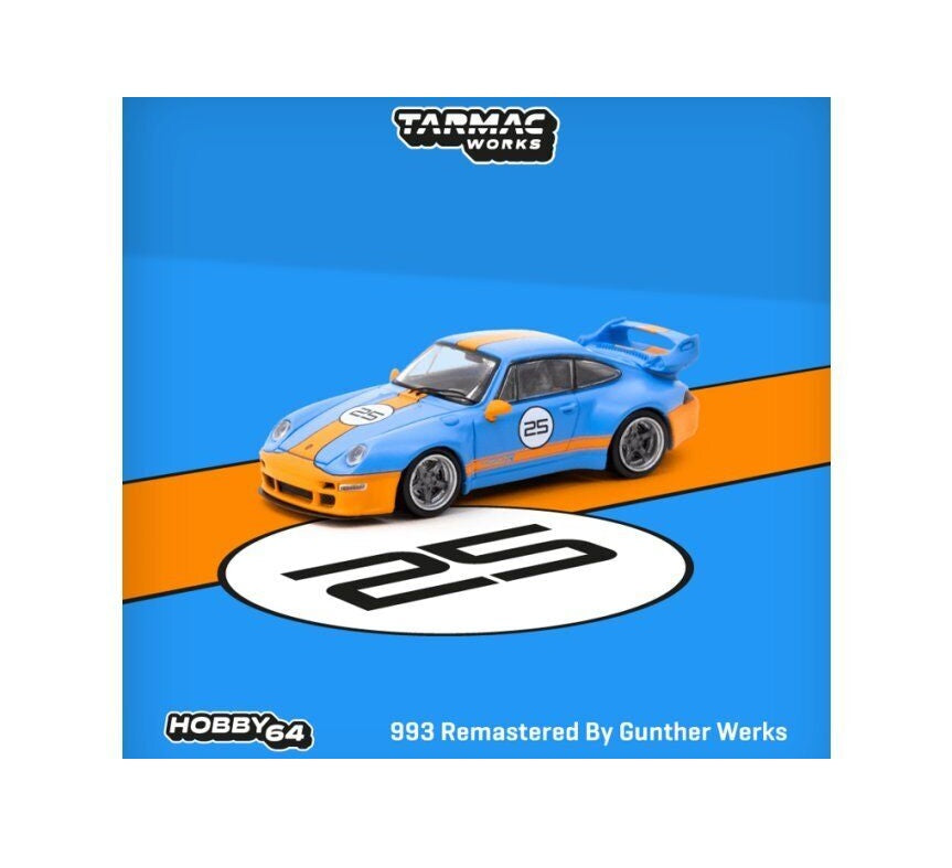 Tarmac Works - Porsche 993 Remastered By Gunther Werks Blue and Orange - Scale 1/64 T64-TL054-BO