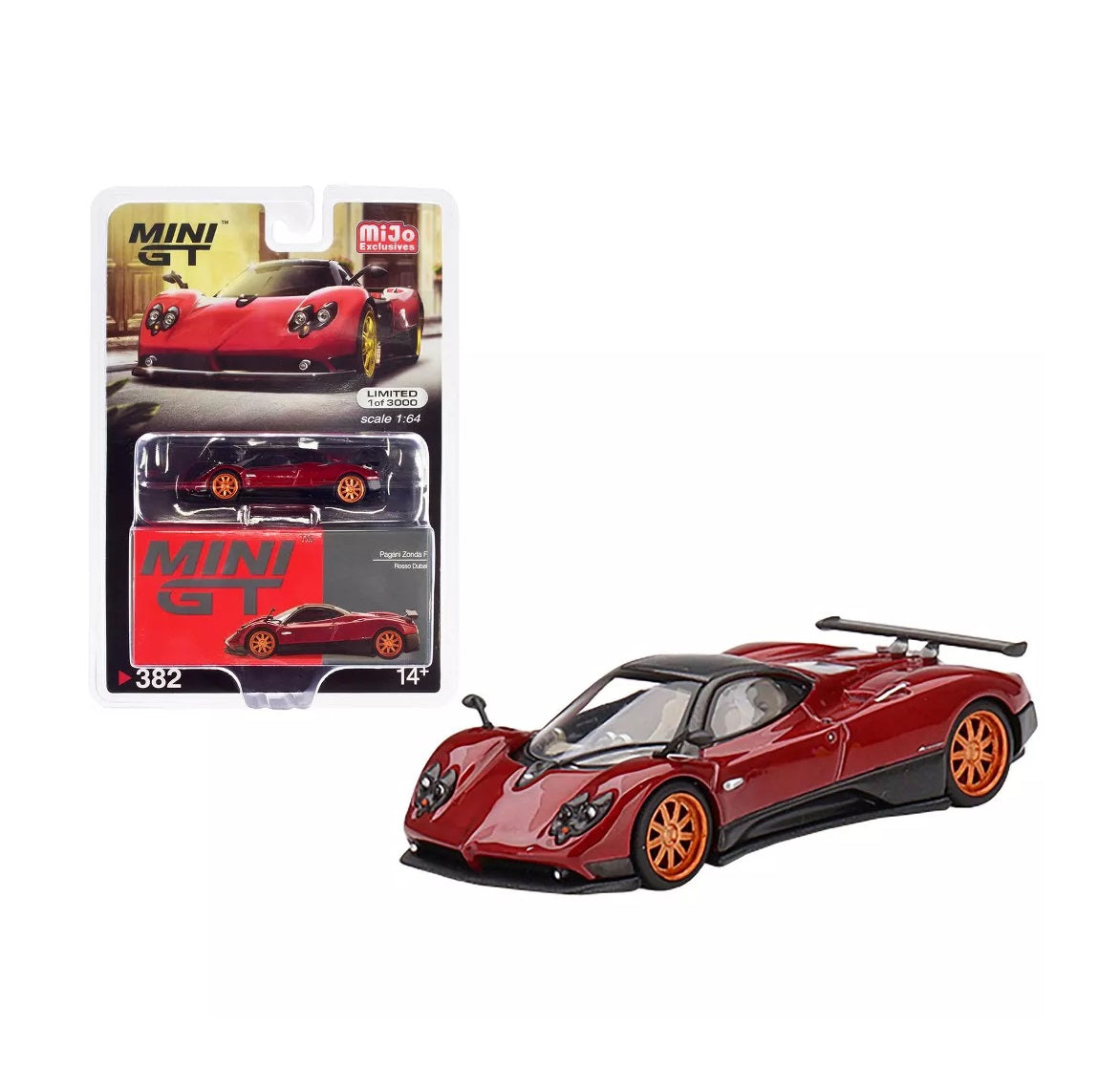 Mini GT - Pagani Zonda F Rosso Dubai MiJo Exclusives - Scala 1/64 MGT00382MJ