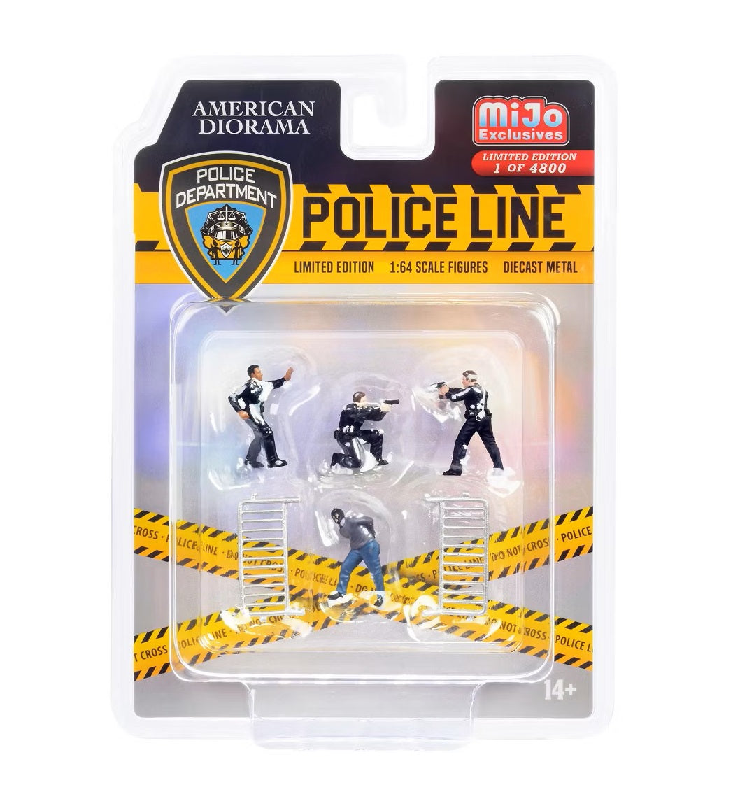 American Diorama - Police Line Metal Figures Set MiJo Exclusives - Scale 1/64 AD-76493MJ