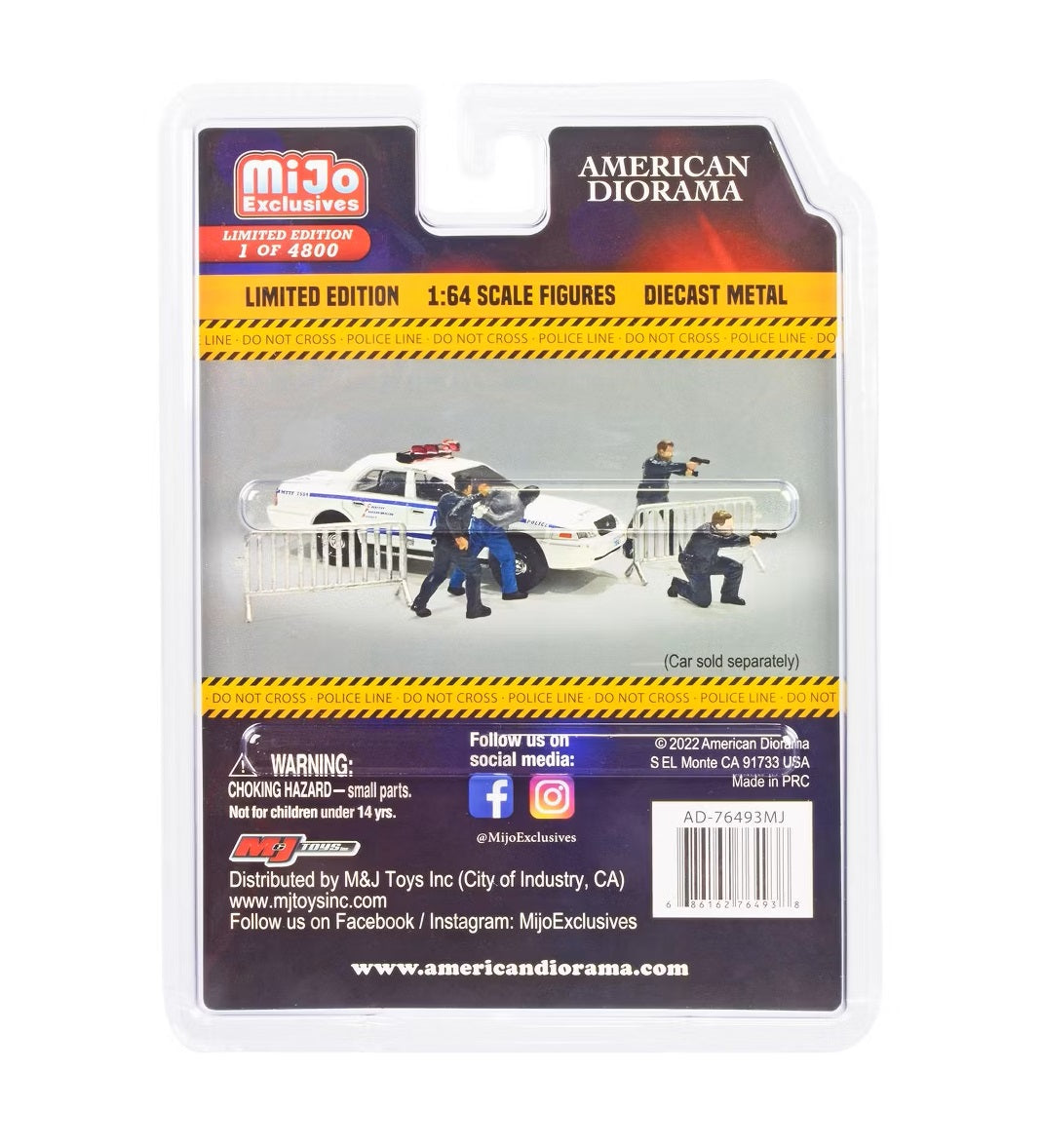 American Diorama - Police Line Metal Figures Set MiJo Exclusives - Scale 1/64 AD-76493MJ