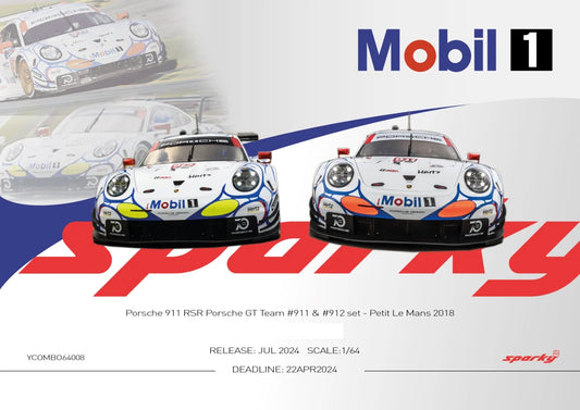 Spark Model - Porsche 911 RSR Porsche GT Team #911 &amp; #912 – Petit Le Mans 2018 SET - 1/64 Scale YCOMBO64008