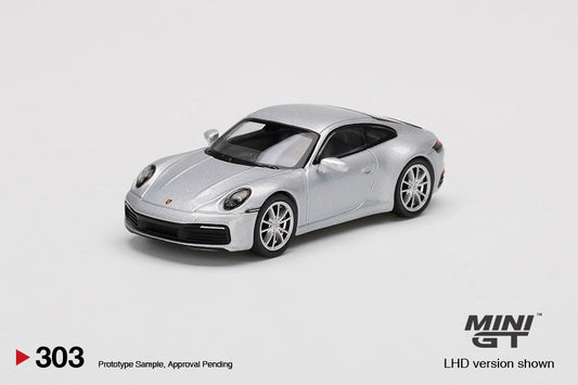 Mini GT - Porsche 911 (992) Carrera 4S GT Silver Metallic RHD - Scala 1/64 MGT00303-R