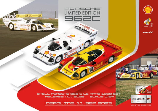 Spark Model - Porsche 962C Shell Le Mans 1988 #18 &amp; DUNLOP Supercup 1987 HJStuck #17 - Scale 1/64 YCOMBO64005