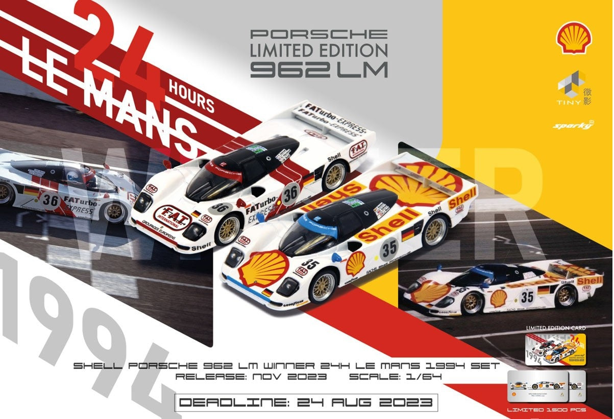 Spark Model - Porsche 962 LM Shell 24h Le Mans 1994 3rd #35 & Winner #36 - Scala 1/64 YCOMBO64004