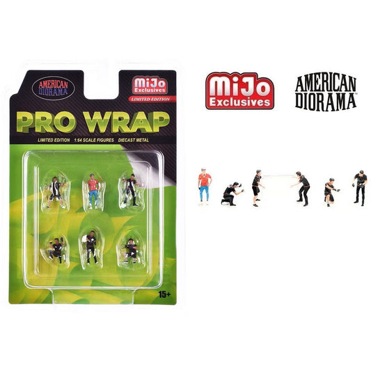 American Diorama - "Pro Wrap" 6 piece Diecast Figure Set (6 Figures) Set MiJo Exclusives - Scale 1/64 AD-2413MJ