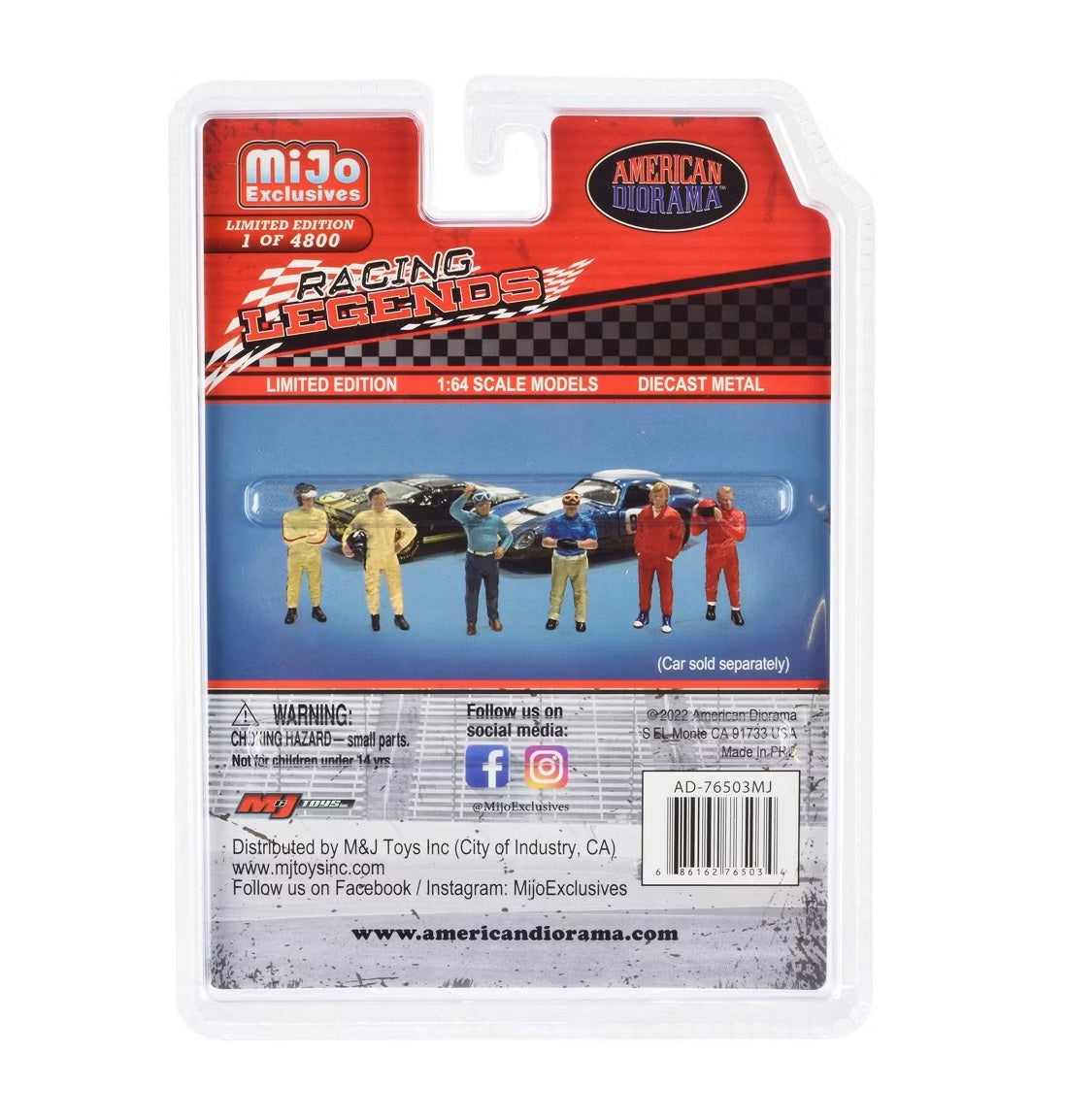 American Diorama "Racing Legends" 6 piece Diecast Set (6 Driver Figures) Car Not Included - MiJo Exclusives - Scale 1/64 AD-76503MJ