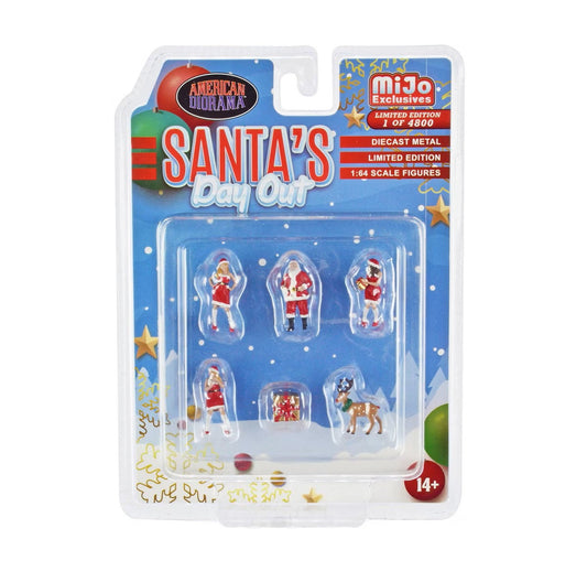 American Diorama "Santa's Day Out" 6 piece Diecast Set Car Not Included - MiJo Exclusives - Scale 1/64 AD-76508MJ