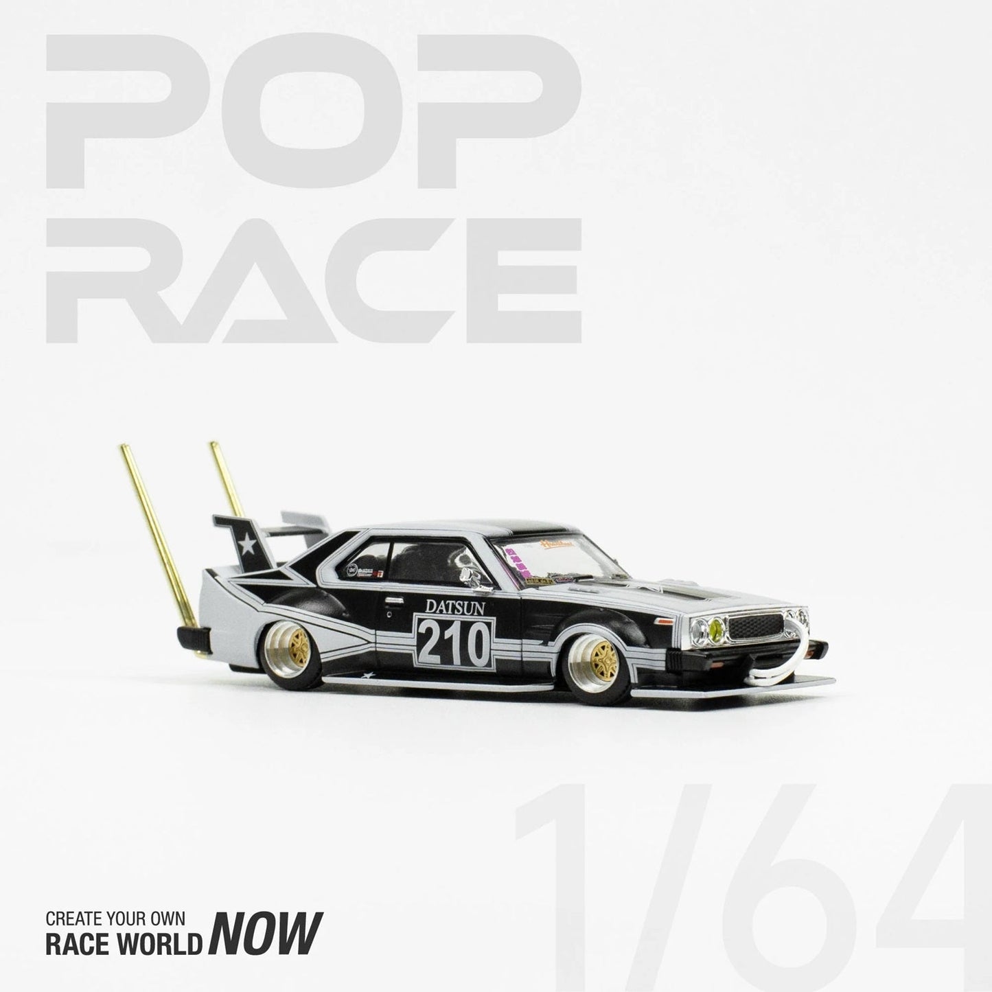 Pop Race - Datsun Skyline C210 Kaido Racer - Bosozoku Style Matte Black Scale 1/64 PR64-73