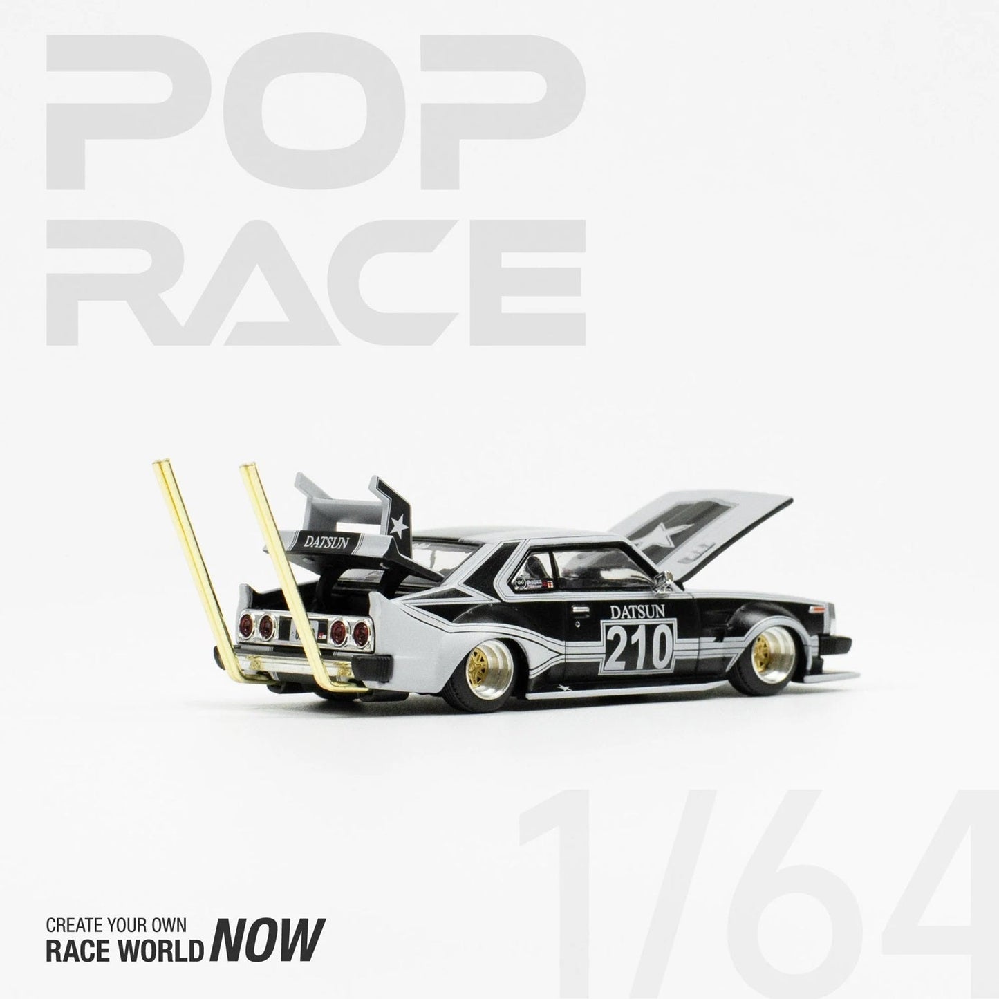 Pop Race - Datsun Skyline C210 Kaido Racer - Bosozoku Style Matte Black Scale 1/64 PR64-73