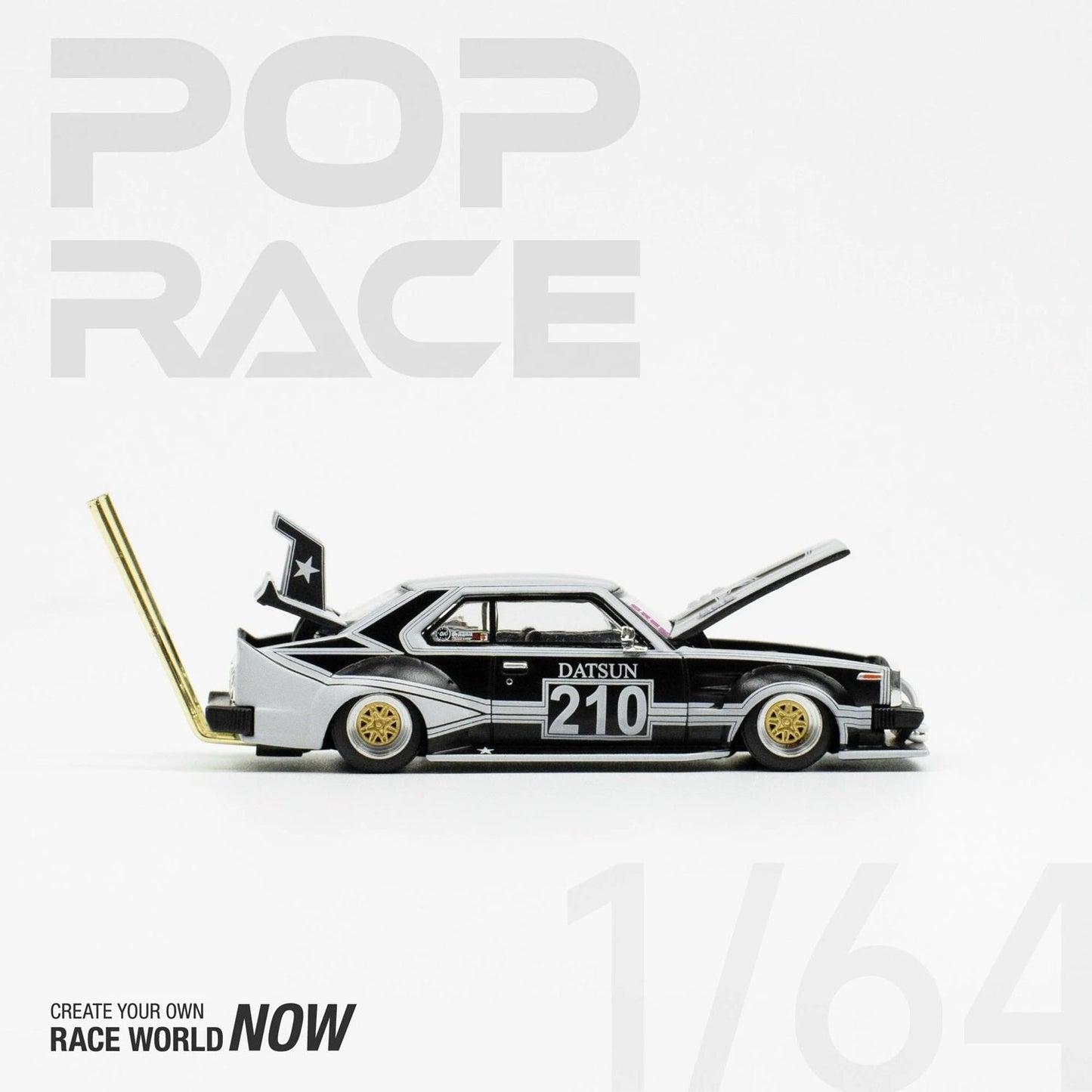 Pop Race - Datsun Skyline C210 Kaido Racer - Bosozoku Style Matte Black Scala 1/64 PR64-73