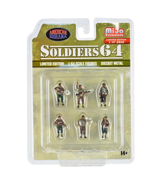 American Diorama - "Soldiers 64" 6 piece Diecast Set Military Figures Limited Edition MiJo Exclusives - Scala 1/64 AD-76502MJ