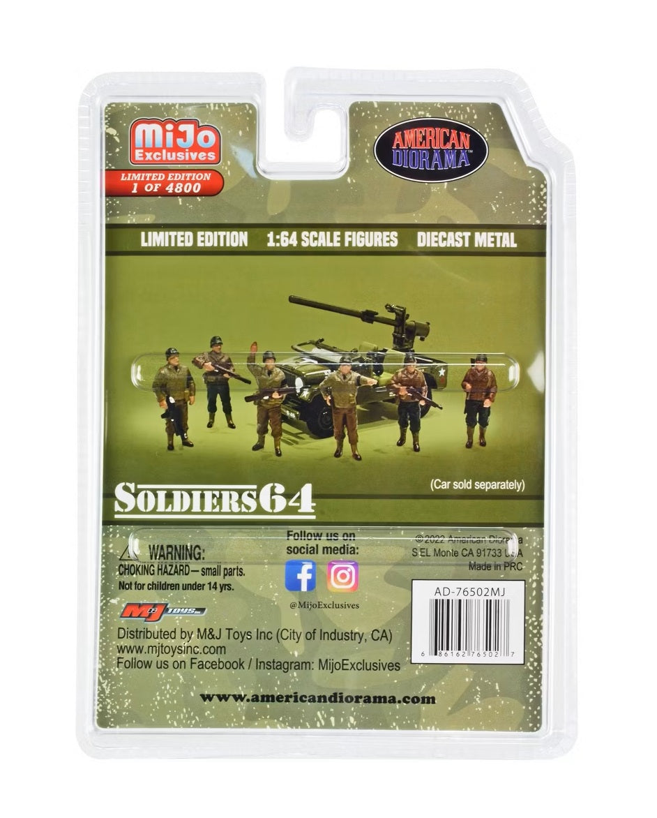 American Diorama - "Soldiers 64" 6 piece Diecast Set Military Figures Limited Edition MiJo Exclusives - Scale 1/64 AD-76502MJ